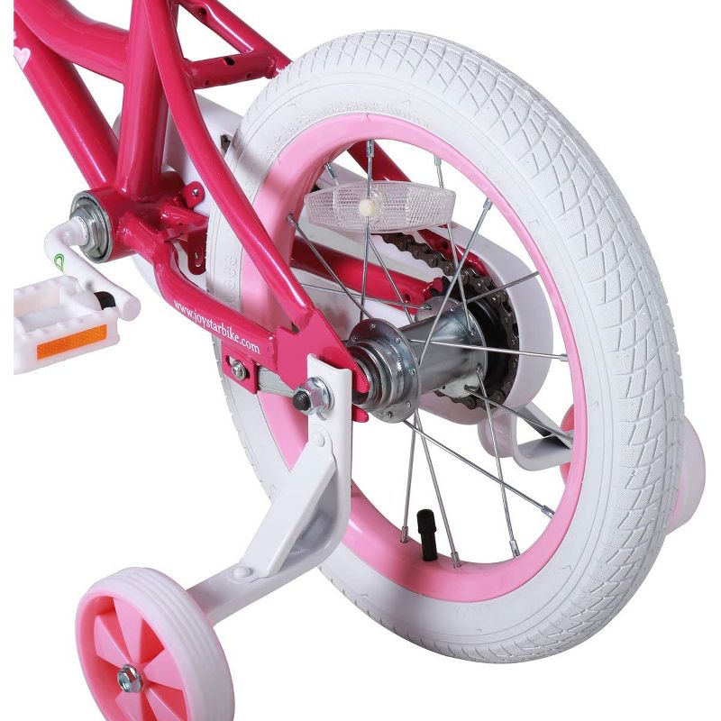 Joystar Angel 12 Inch Kids Toddler Training Balance Bike Bicycle with Training Wheels, Rubber Air Free Tires, and Coaster Brake, Ages 2 to 4, Pink