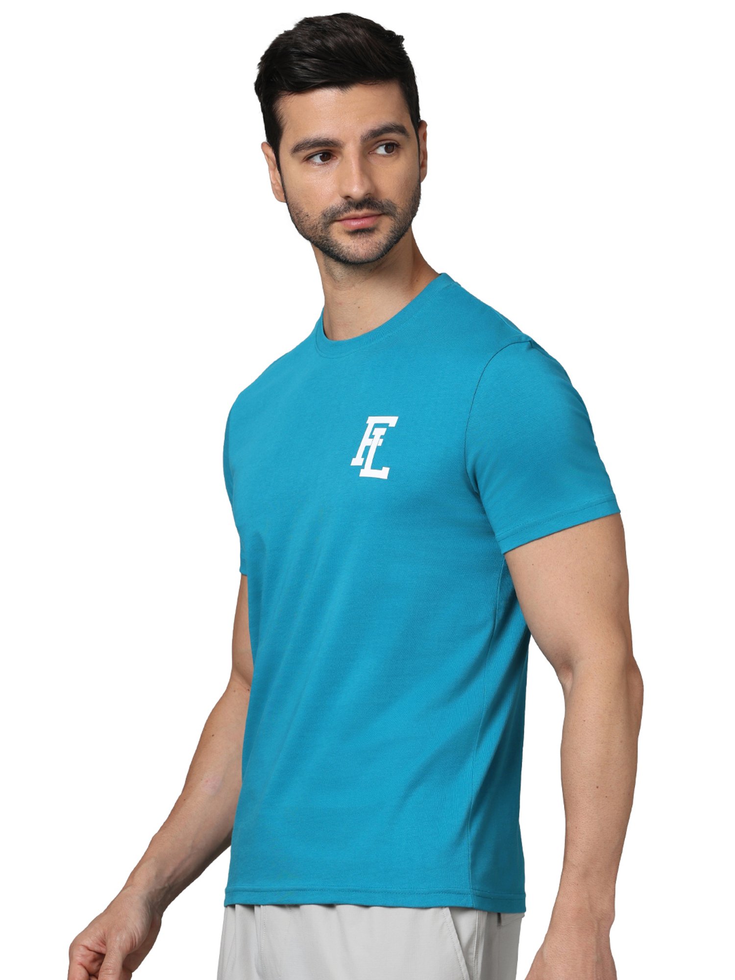celio* Turquoise Regular Fit Graphic Print Cotton Crew T-Shirt