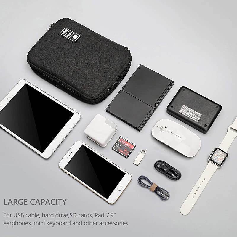 Electronics Organizer  Electronic Accessories Cable Organizer Bag Waterproof Travel Cable Storage Bag for Charging Cable Cellphone Mini Tablet Up to 79 and More Black and Green