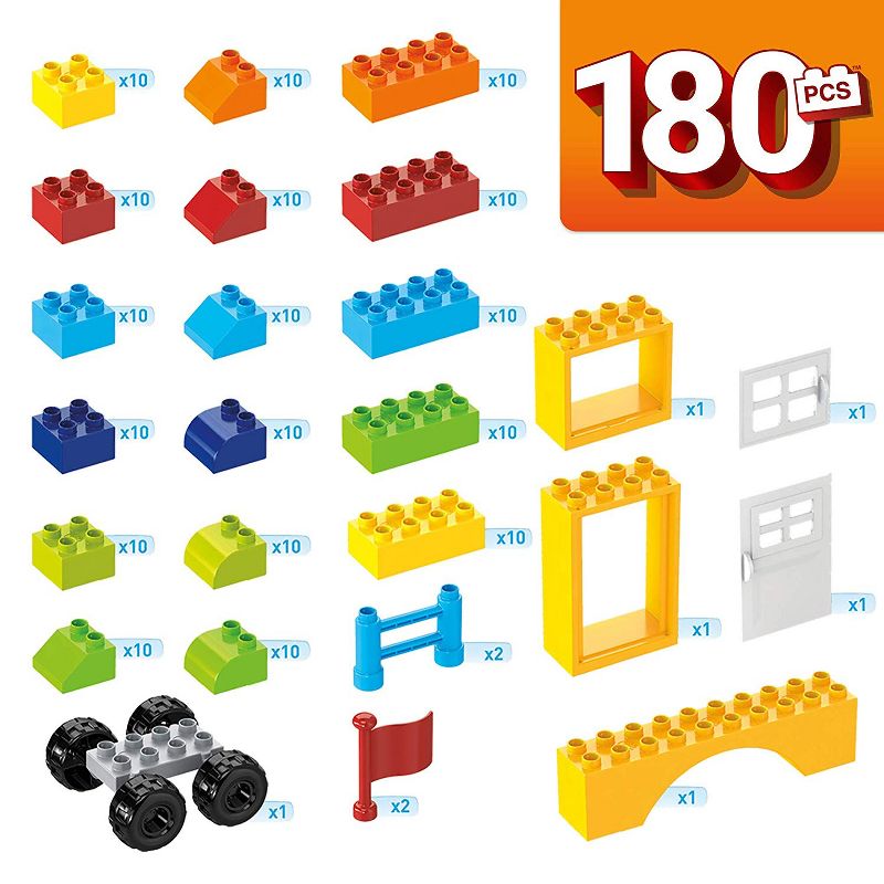 Mega Bloks GJD22 Junior Builders Mini Bulk Tub 180 Piece Large Block Building Set for Toddlers Ages 2 and Up
