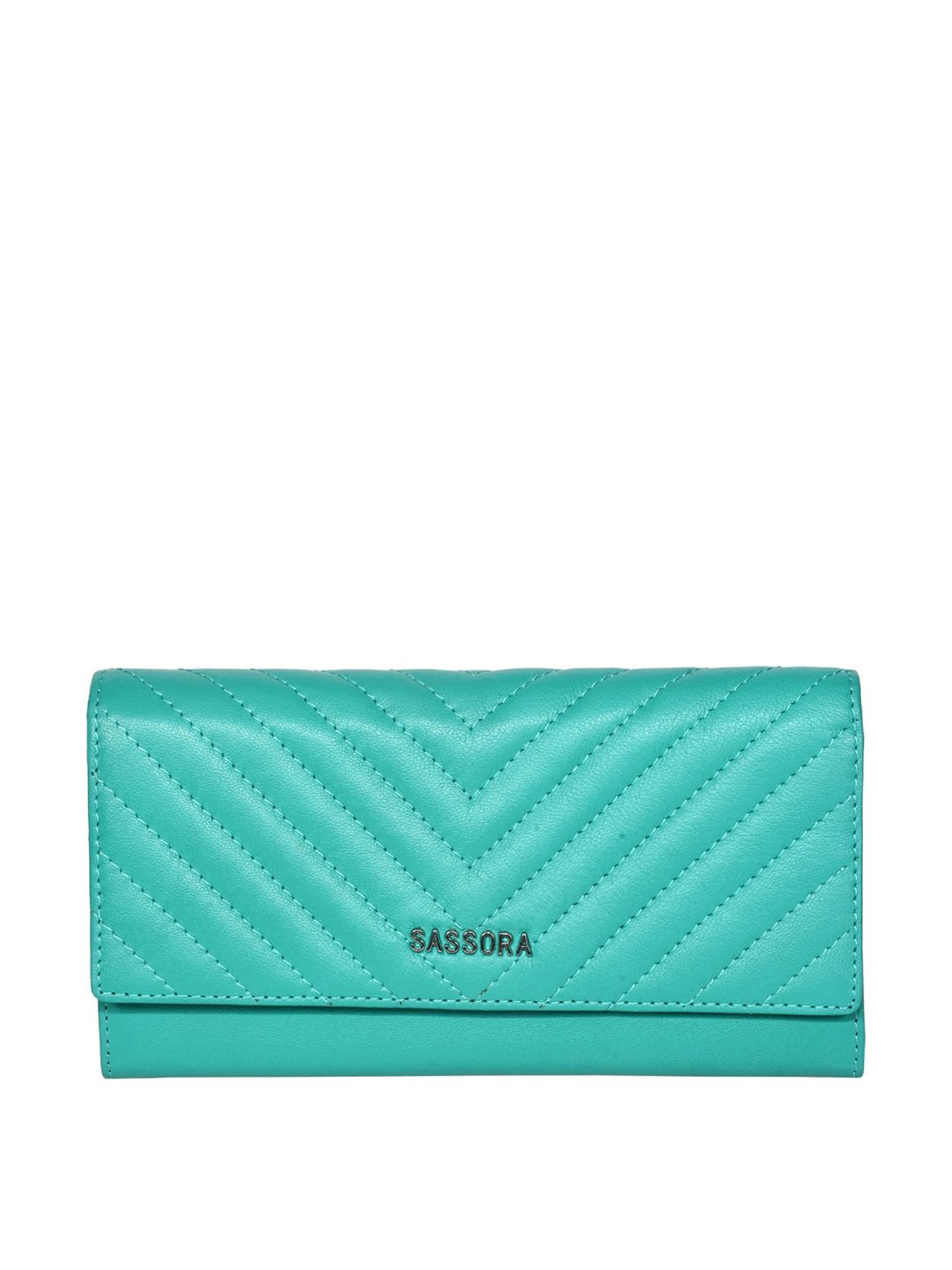 SASSORA Blue Quilted Rfid Wallet for Women