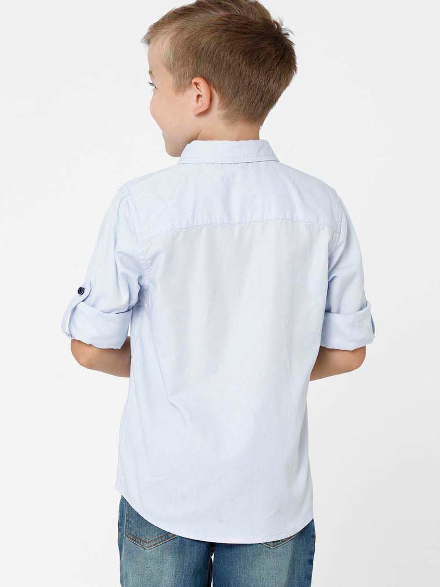 Kate & Oscar Kids Blue Cotton Regular Fit Full Sleeves Shirt