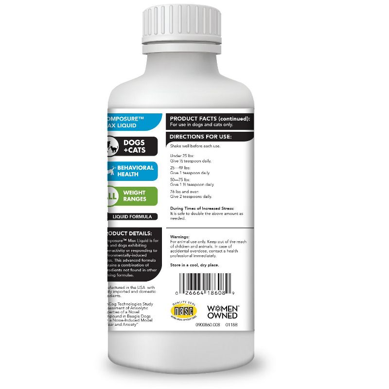 Vetriscience Laboratories Composure MAX Behavioral Health Dog & Cat Formula, 8 oz