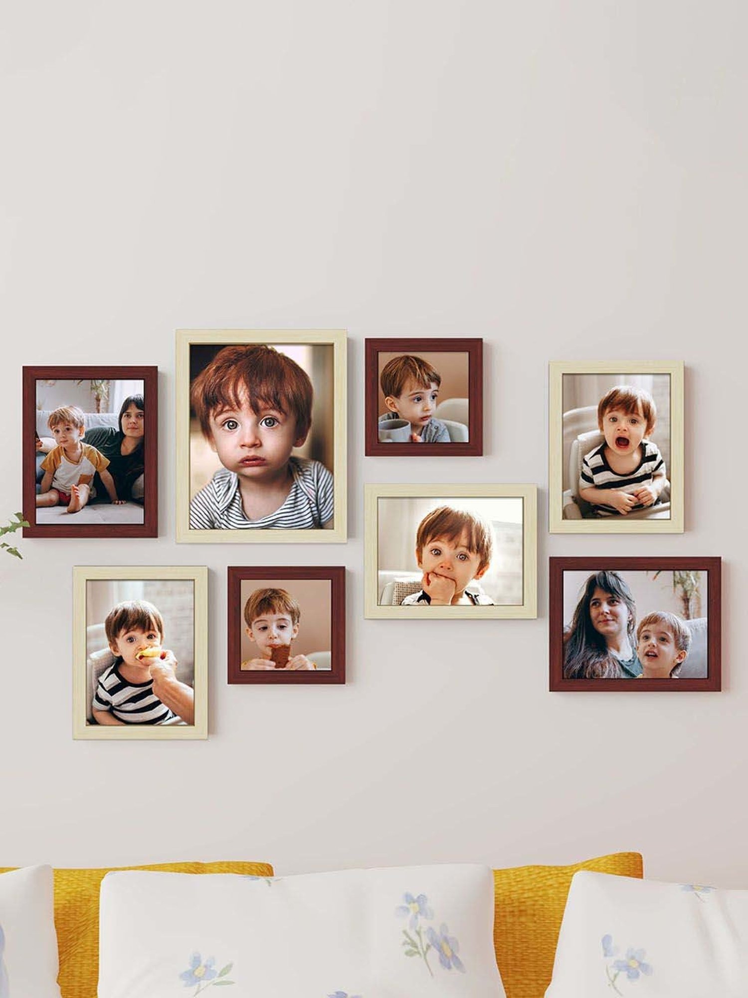 Art Street Brown Synthetic Crux Wall Photo Frame - Set of 8