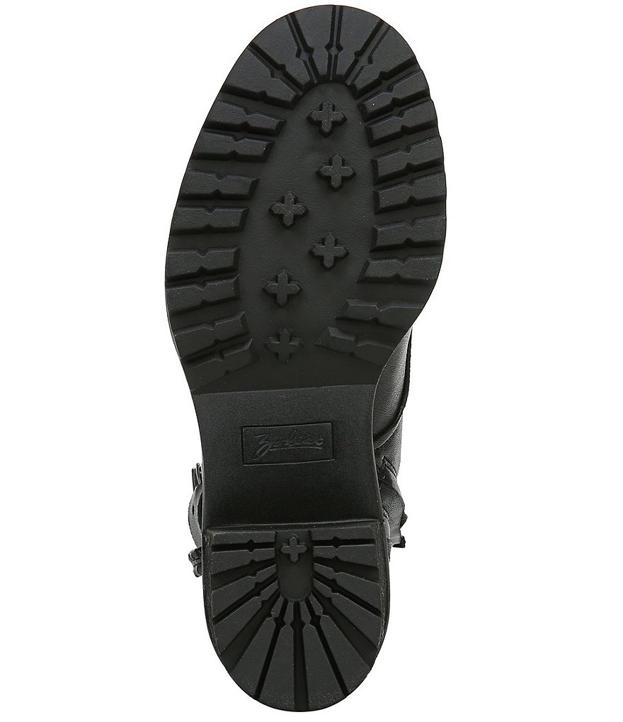 Zodiac Gemma Leather Buckle Strap Detail Lug Sole Block Heel Combat Booties