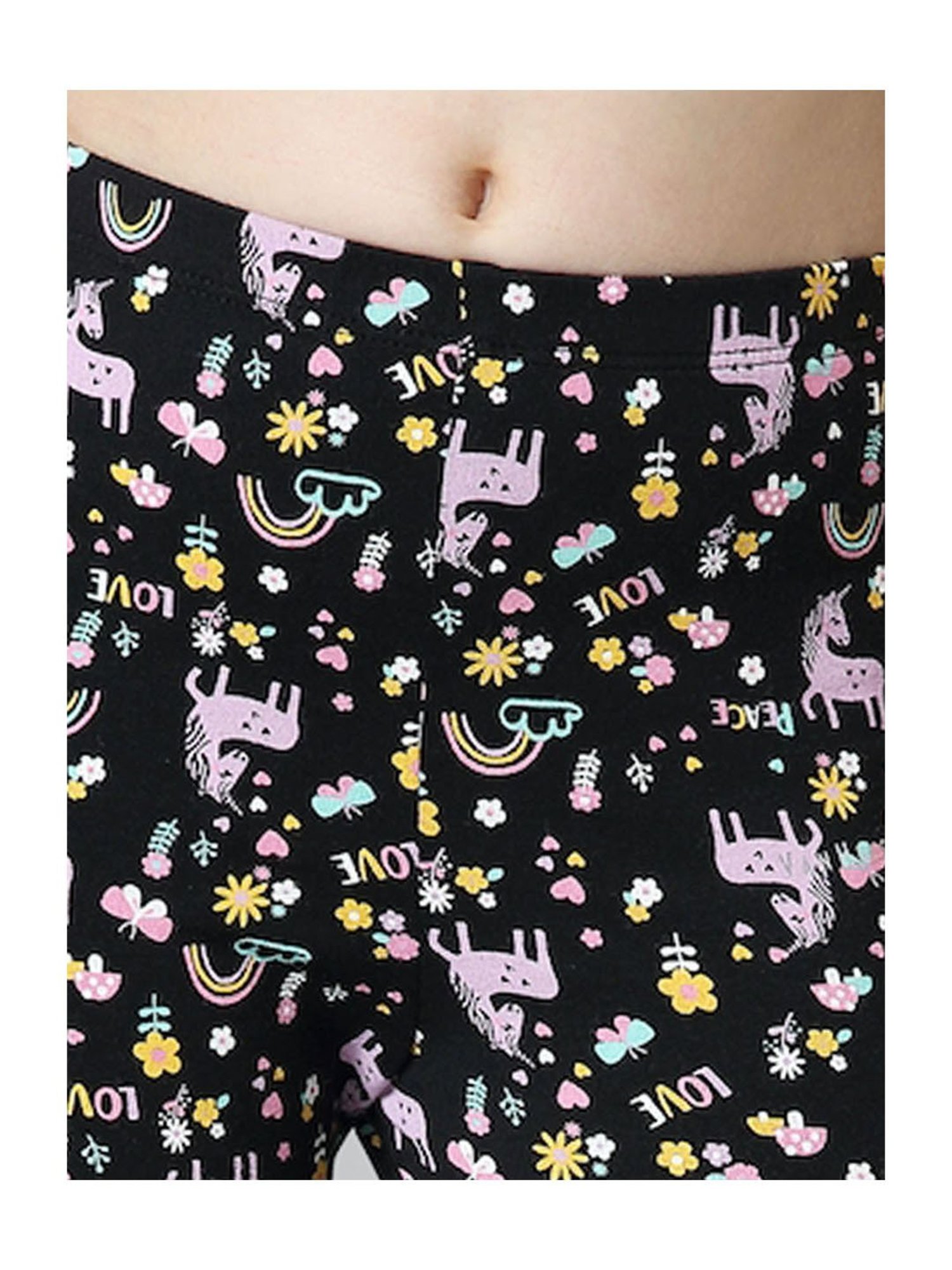 Jockey Kids White & Black Cotton Striped Leggings