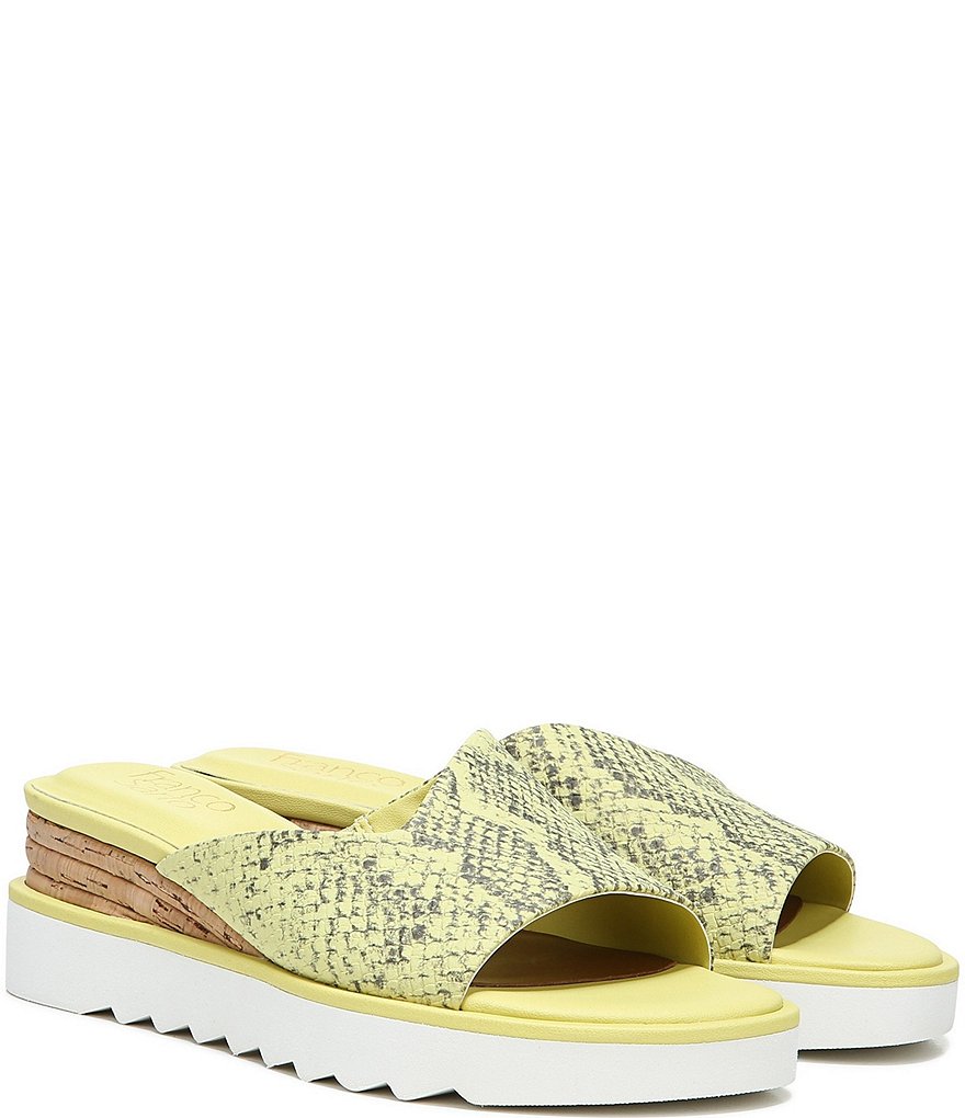 Franco Sarto Chazz Snake Print Cork Wedge Slides