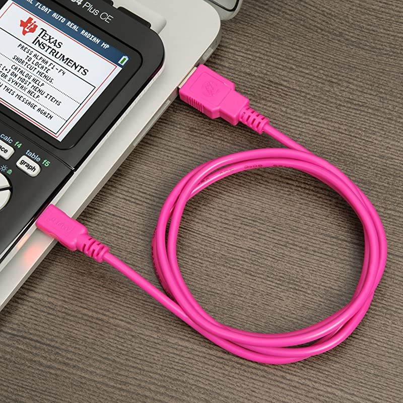 Premium OEM Quality Texas Instruments Graphing Calculator USB Charging Cable Designed for TI Nspire CX Nspire CX CAS TI 84Plus C and TI 84Plus CE Graphing Calculator Pink
