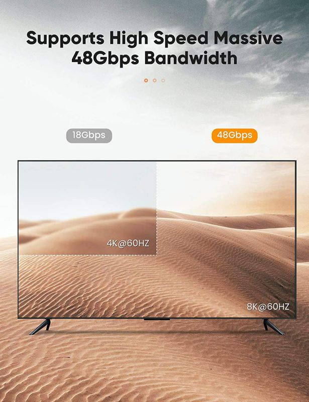 Ultra High Speed 8K 60Hz HDMI Cable 3.3FT/1M, Hannord 48Gbps HDMI Braided Cable-4K@120Hz 7680P,DTS:X,HDCP 2.2 & 2.3, HDR 10,eARC,Dynamic HDR,Compatible for Laptop, Monitor, Roku/Fire TV