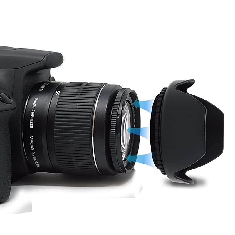 Lens Hood Kit with Hard Lens Hood + Soft Lens Hood for Canon Cameras Including Canon Rebel T7 T6 T5 T3 T7i T6i T6s T5i T4i SL3 SL2 SL1, Canon EOS 7D/7D Mark II 70D 77D 90D DSLR Cameras
