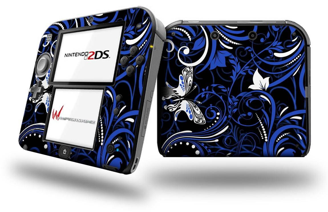 Twisted Garden Blue and White - Decal Style Vinyl Skin fits Nintendo 2DS