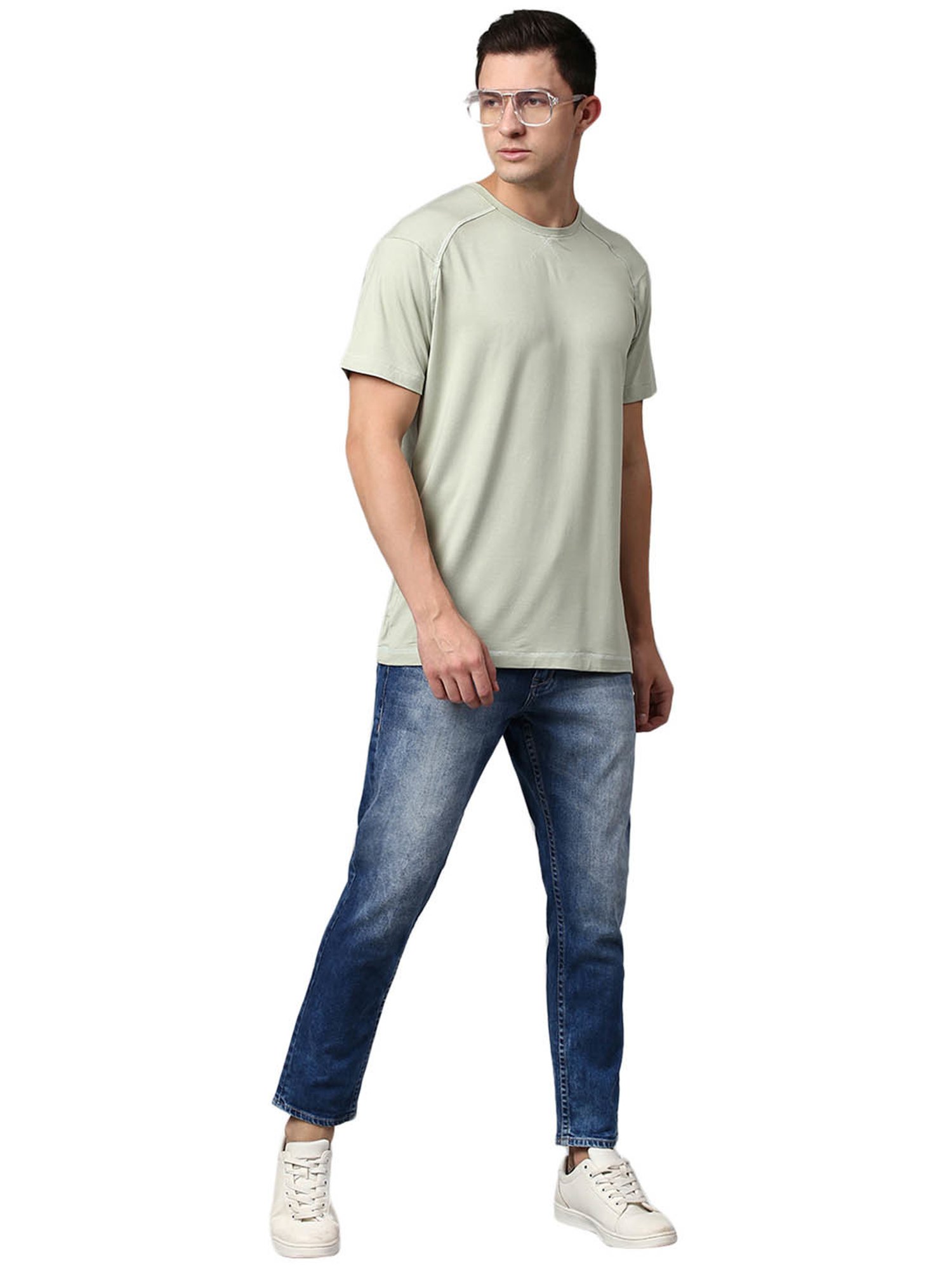 Slowave Sage Green Regular Fit T-Shirt