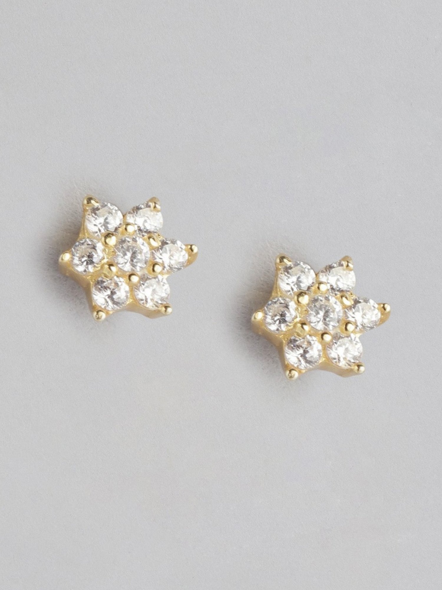 Zavya Enchanting Floral 92.5 Sterling Silver in Gold Plating Stud