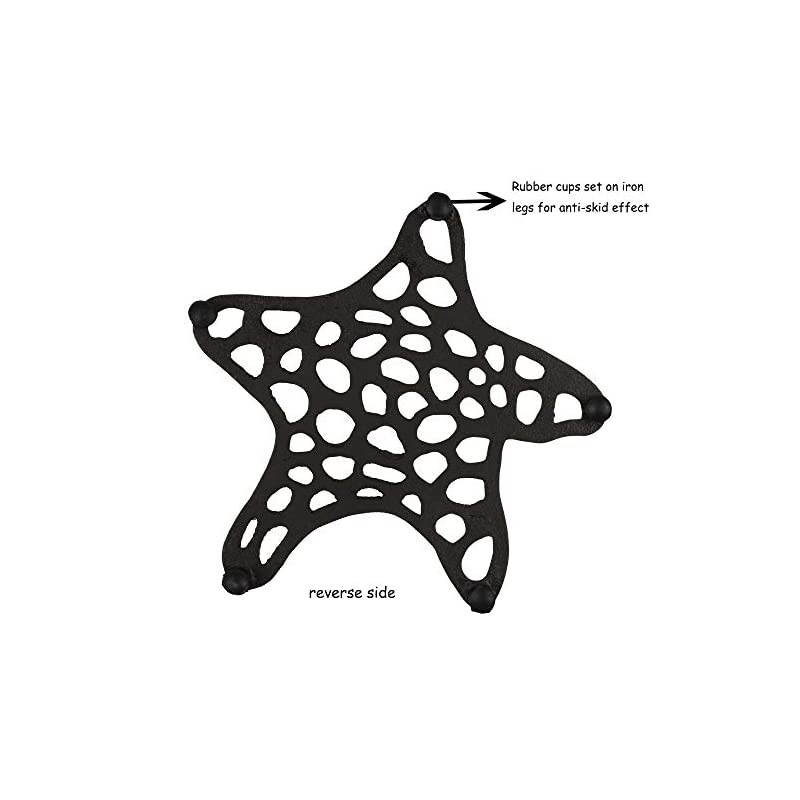 Round Cast Iron Trivet Iron Heat-Insulation Trivet Non-Slip Potholders with Rubber Pegs Vintage Pattern for Kitchen Dining Table Decor Round Dia. 6.7"
