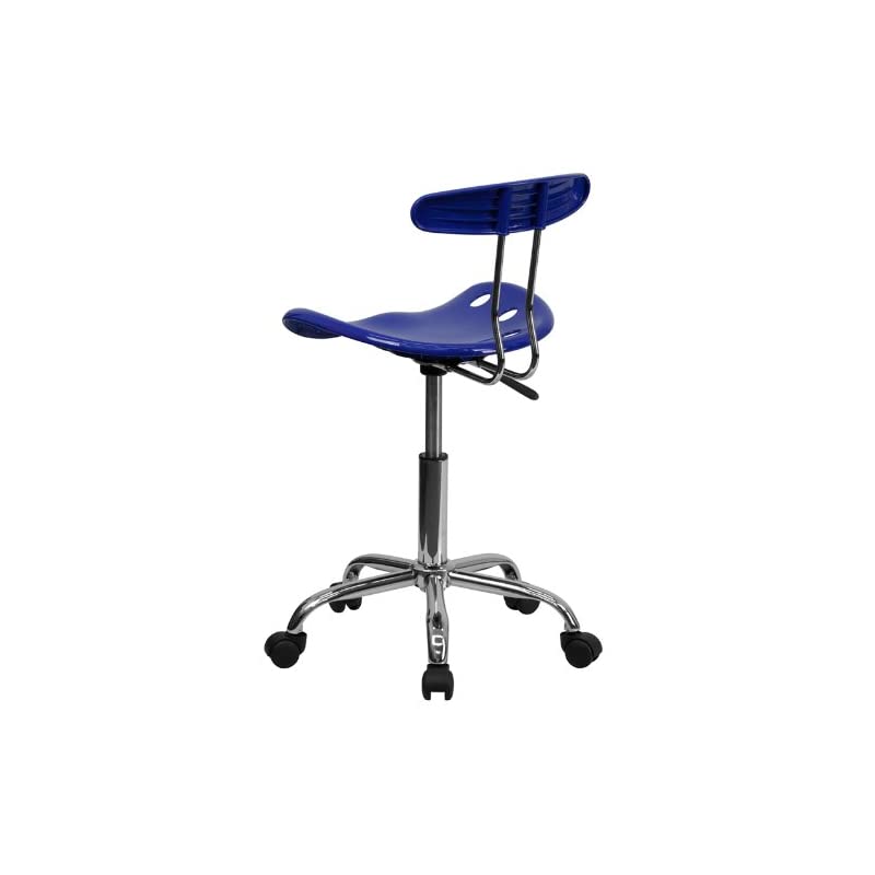 Vibrant Nautical Blue and Chrome Swivel Task Office Chair with Tractor Seat