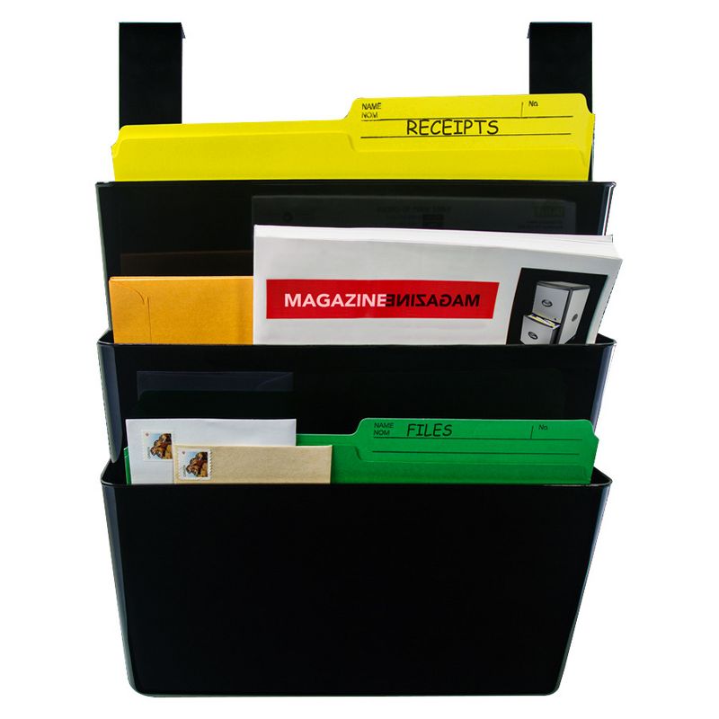 Storex 4pk Wall Pockets with Hangers Letter Size - Black