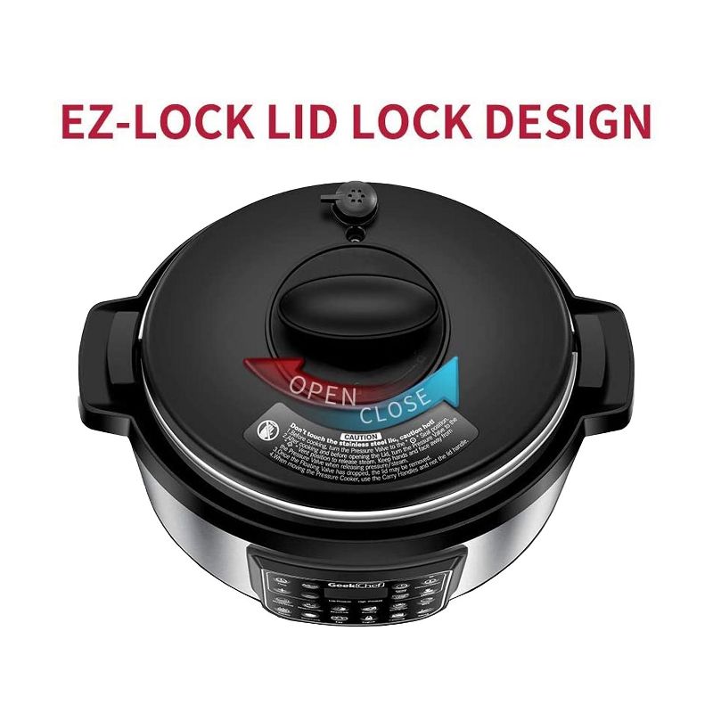 Geek Chef GP80 Plus 12 in 1 Electric 8 Quart Oval Pressure Cooker Sous Vide Digital Slow Cooker with EZ Lock Lid, Accessories, and LCD Display
