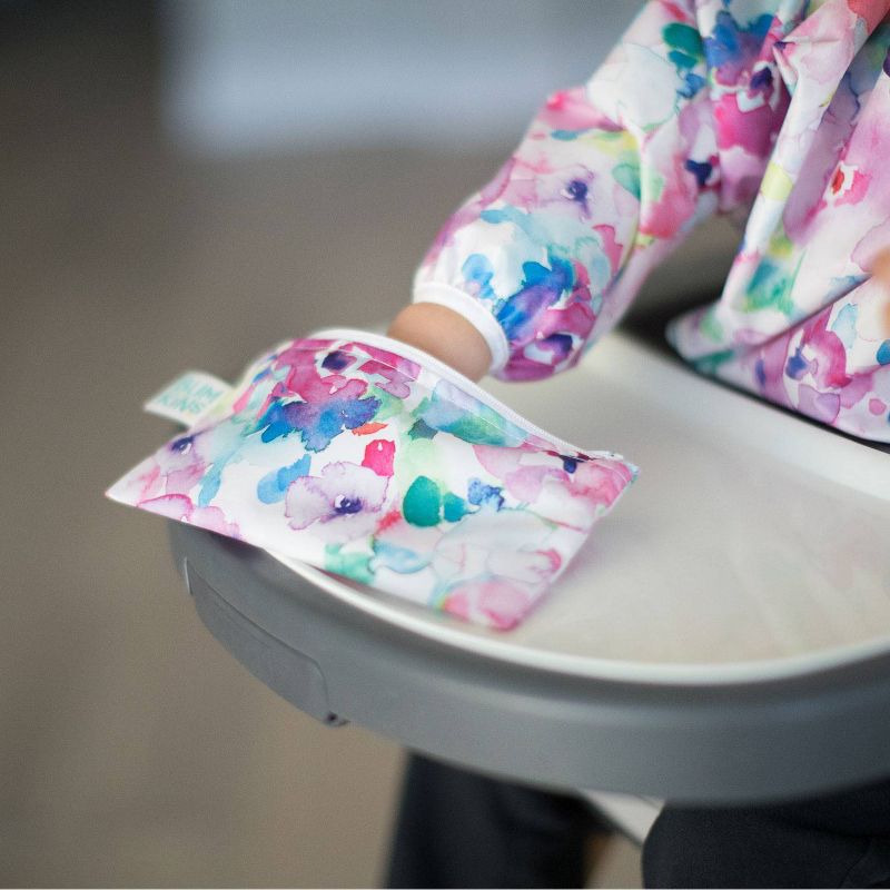 Bumkins Reusable Snack Bag 2-Pack Watercolor/Brush Stroke