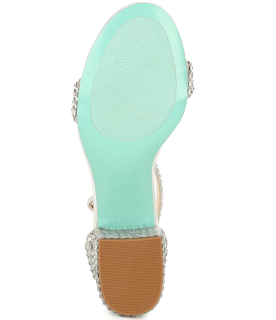 Blue by Betsey Johnson Mari Oversized Rhinestone Embellished Block Heel Dress Sandals