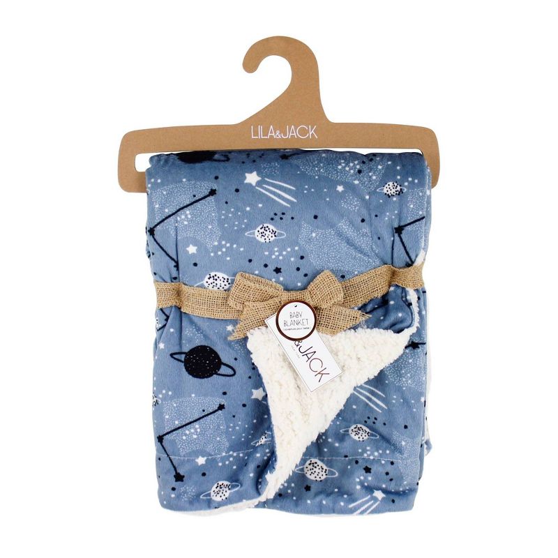Lila and Jack Baby Blanket Celestial Printed Mink with Natural Sherpa Backing Kids' Throw