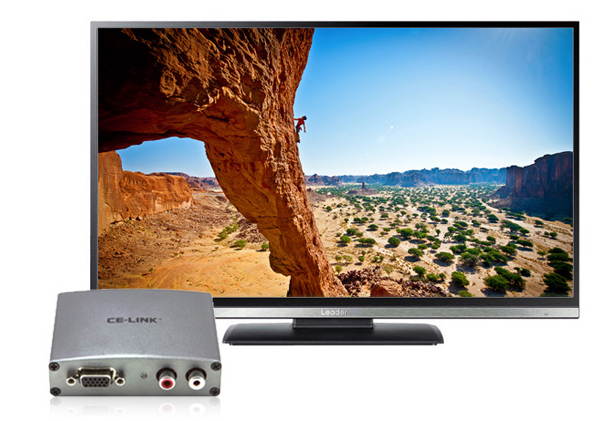 CE-LINK VGA to HDMI converter adapter,VGA+R / L Turn Left and Right Audio Go HDMI Converter Adapter Converting Line