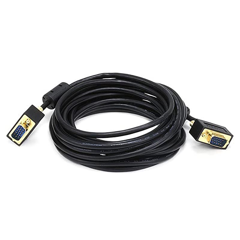 15ft Ultra Slim SVGA Super VGA 3032AWG MM Monitor Cable w ferrites Gold Plated Connector