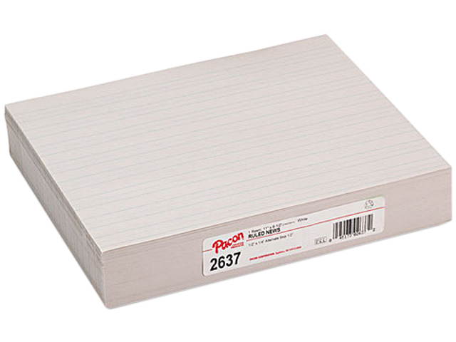 Pacon 2637 Skip-A-Line Newsprint Practice Paper 500 Sheet - 30lb - Ruled - Letter 8.5" x 11" - 500 / Ream - White