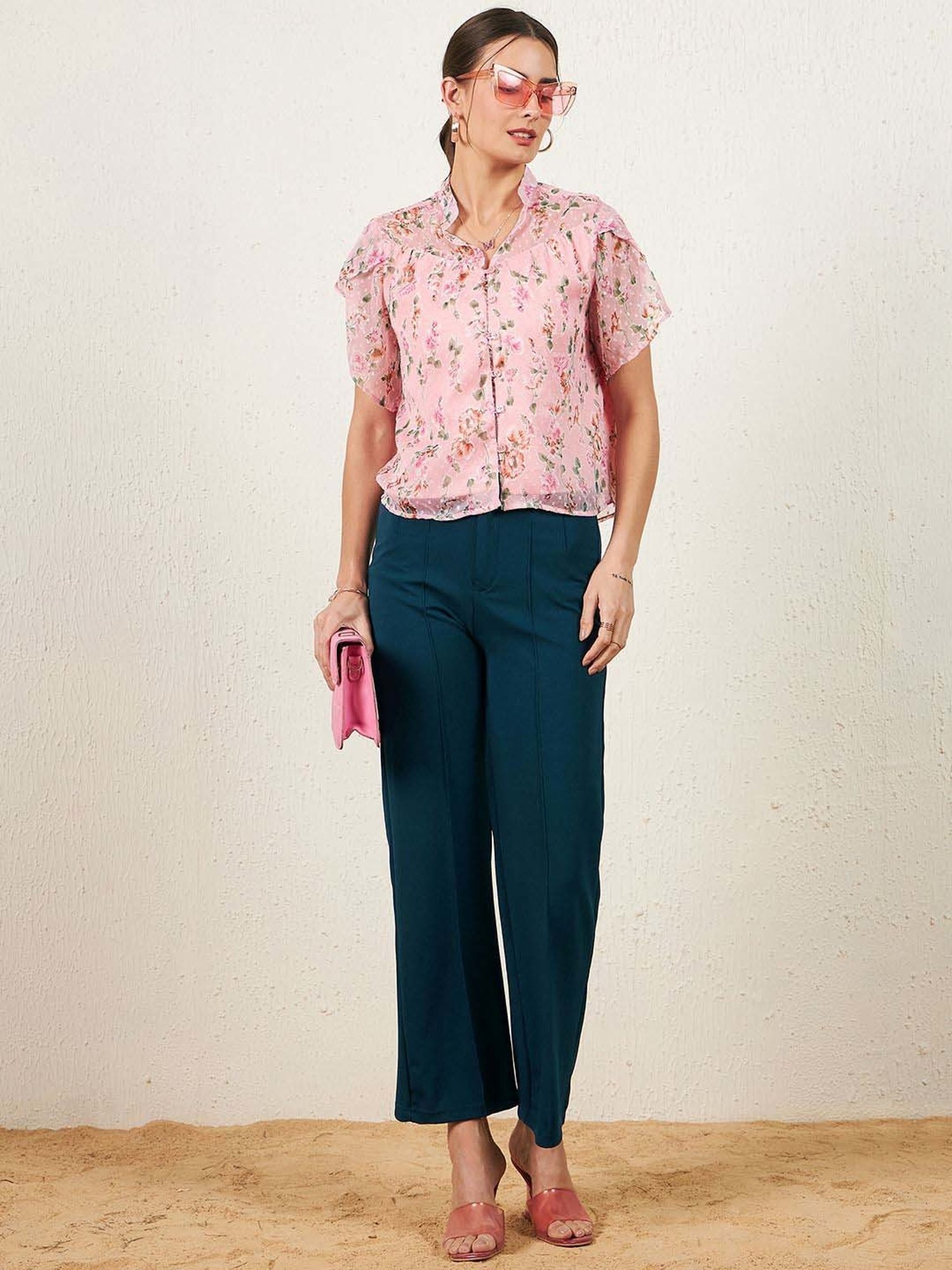 Marie Claire Pink Printed Top