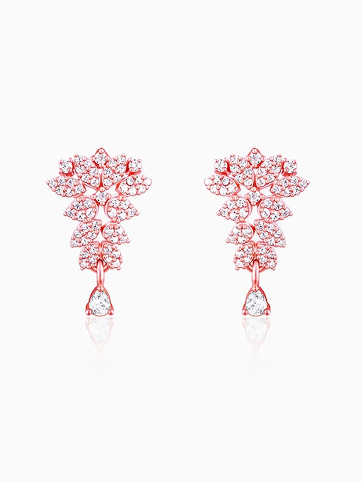 GIVA 92.5 Sterling Silver Rose Gold Party Wear Drop Earrings