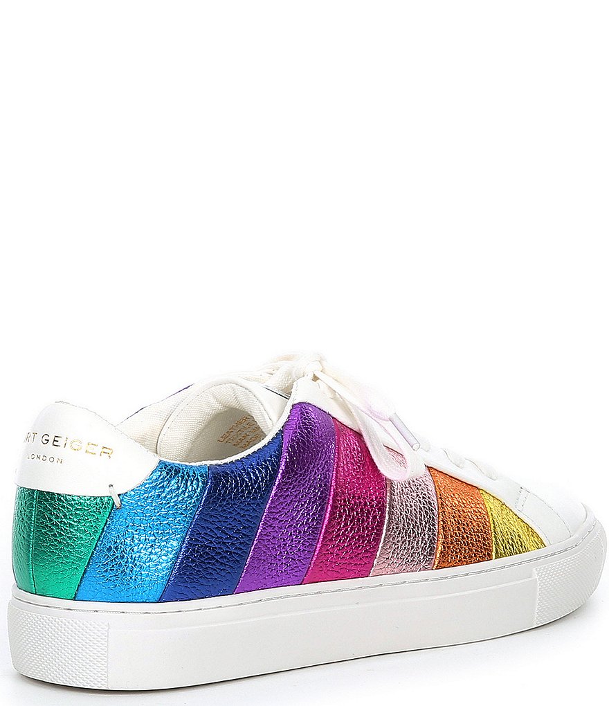 Kurt Geiger London Lane Metallic Rainbow Stripe Lace-Up Sneakers