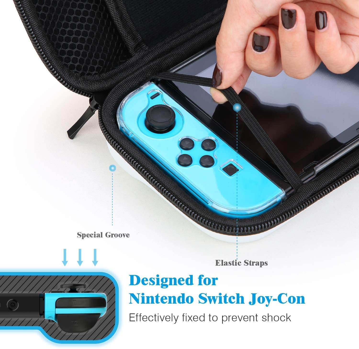 HEYSTOP Switch Carrying Case for Nintendo Switch Case with Screen Protector, 9 in 1 Nintendo Switch Accessories Kit and 6 Pcs Thumb Grip, Nintendo Switch Protective Case