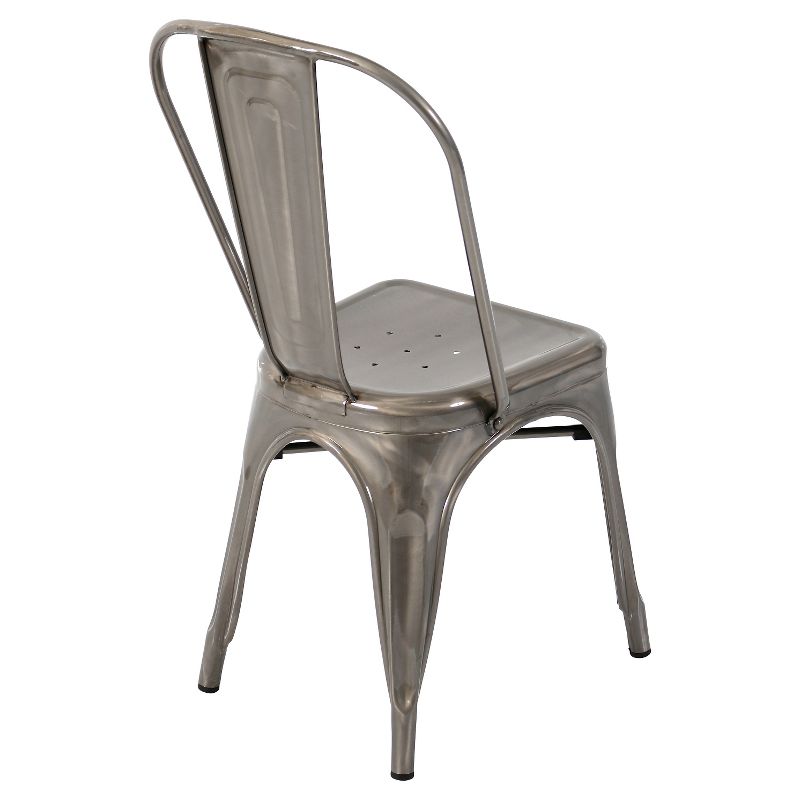 Set of 2 Oregon Industrial Dining Chair Metal/Silver Gloss - LumiSource