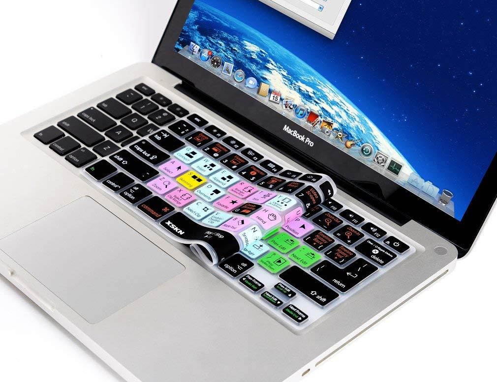 XSKN Macbook Shortcuts Design Series Adobe Hotkey Macbook Hot keys Silicone Laptop Keyboard Skin Cover for Macbook 13" Macbook 13" 15" 17", US&European Layout (Final Cut Pro X)