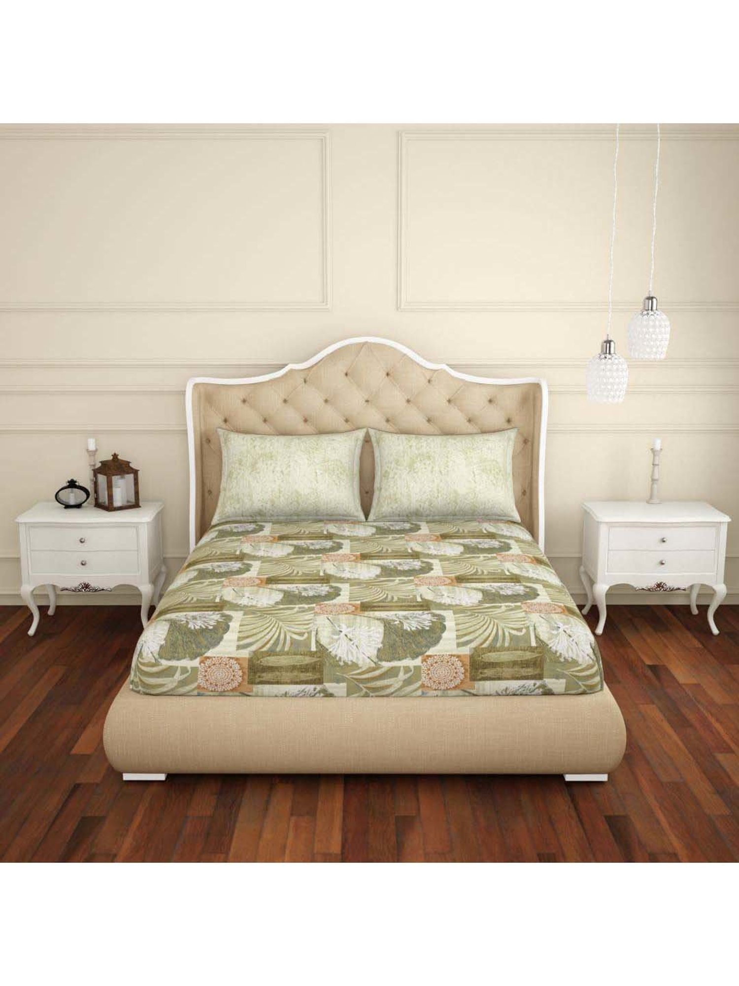 Spaces Atrium Olive Cotton 144 TC Bed Sheet Set