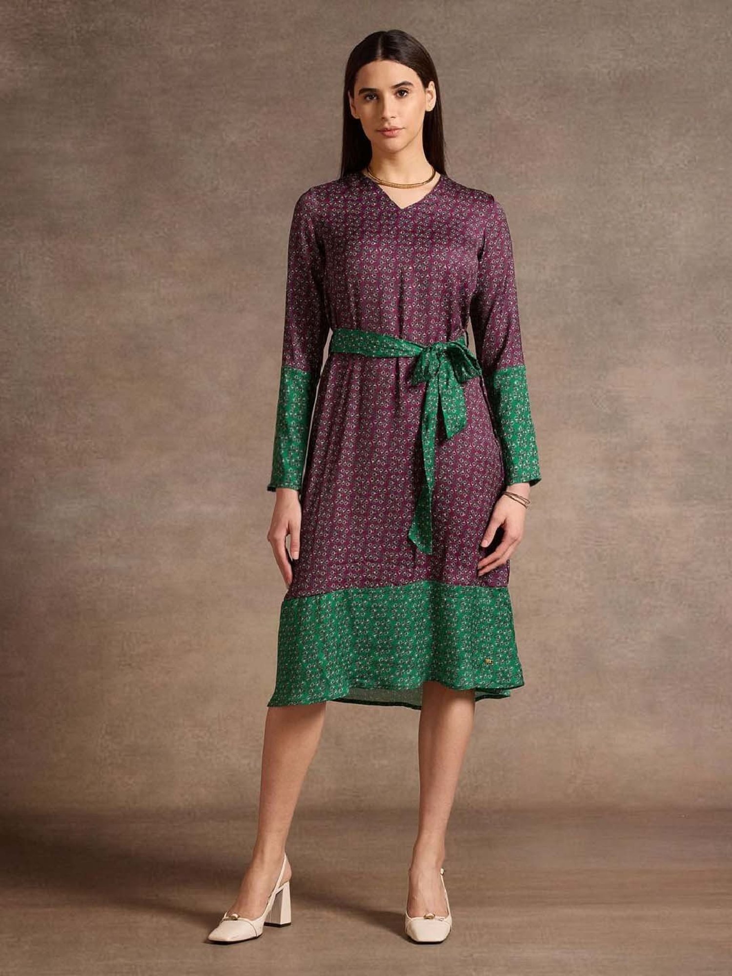 U.S. Polo Assn. Purple Printed A-Line Dress