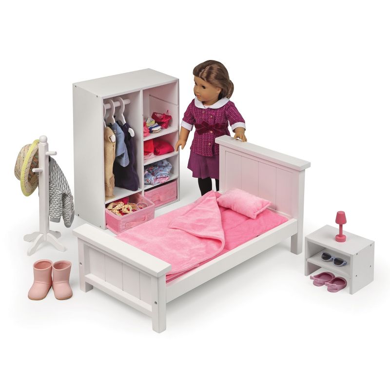 Bedroom Furniture Set for 18" Dolls - White/Pink