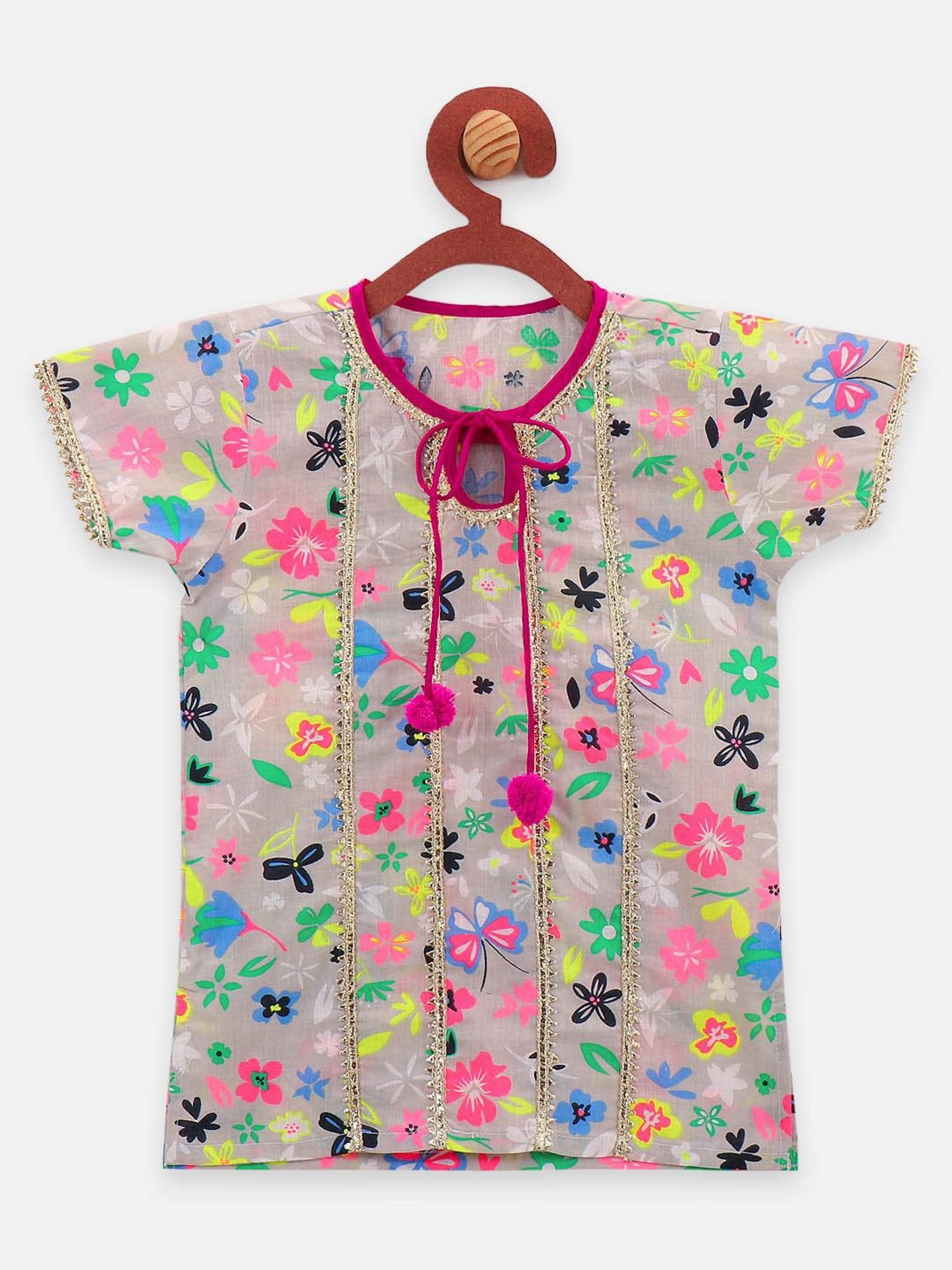 LilPicks Kids Multicolor Cotton Floral Print Suit Set