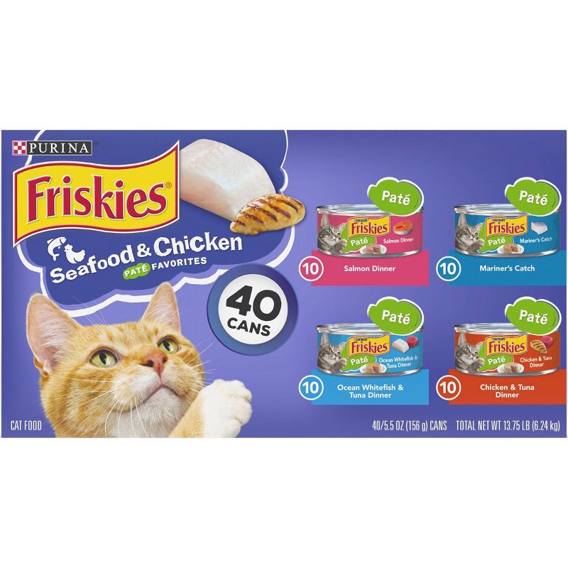 Purina Friskies Paté Seafood & Chicken Favorites Wet Cat Food - 5.5oz/40ct Variety Pack