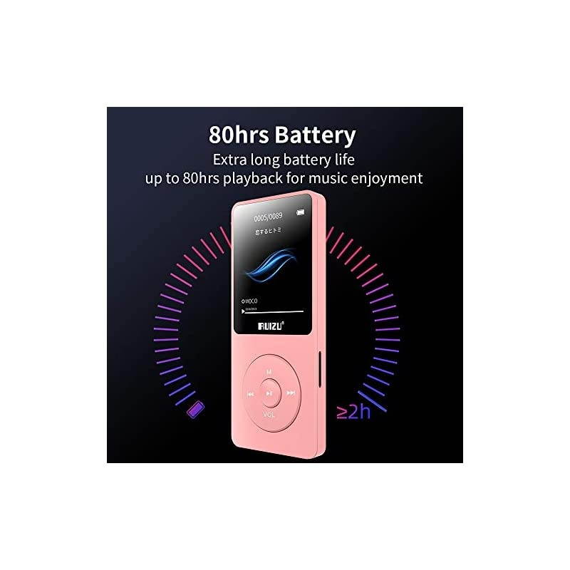 MP3 Player,  X02 16GB Ultra Slim Music Player,Long Battery Life Mp3 with FM Radio,Voice Recorder,Video Play,Text Reading,80 Hours Playback and Expandable Up to 128 GB (Rose-Gold)