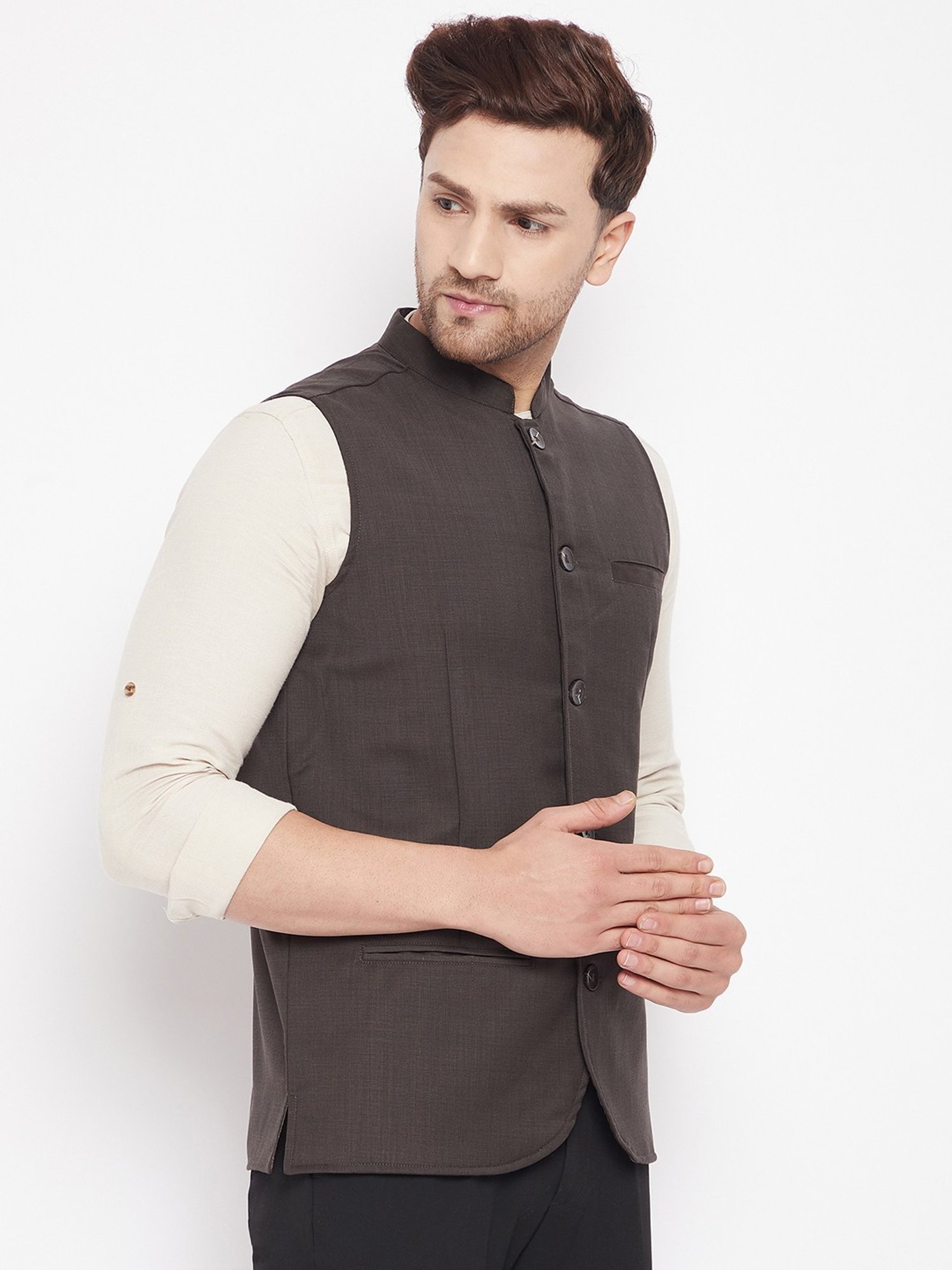 Even Brown Regular Fit Nehru Jacket