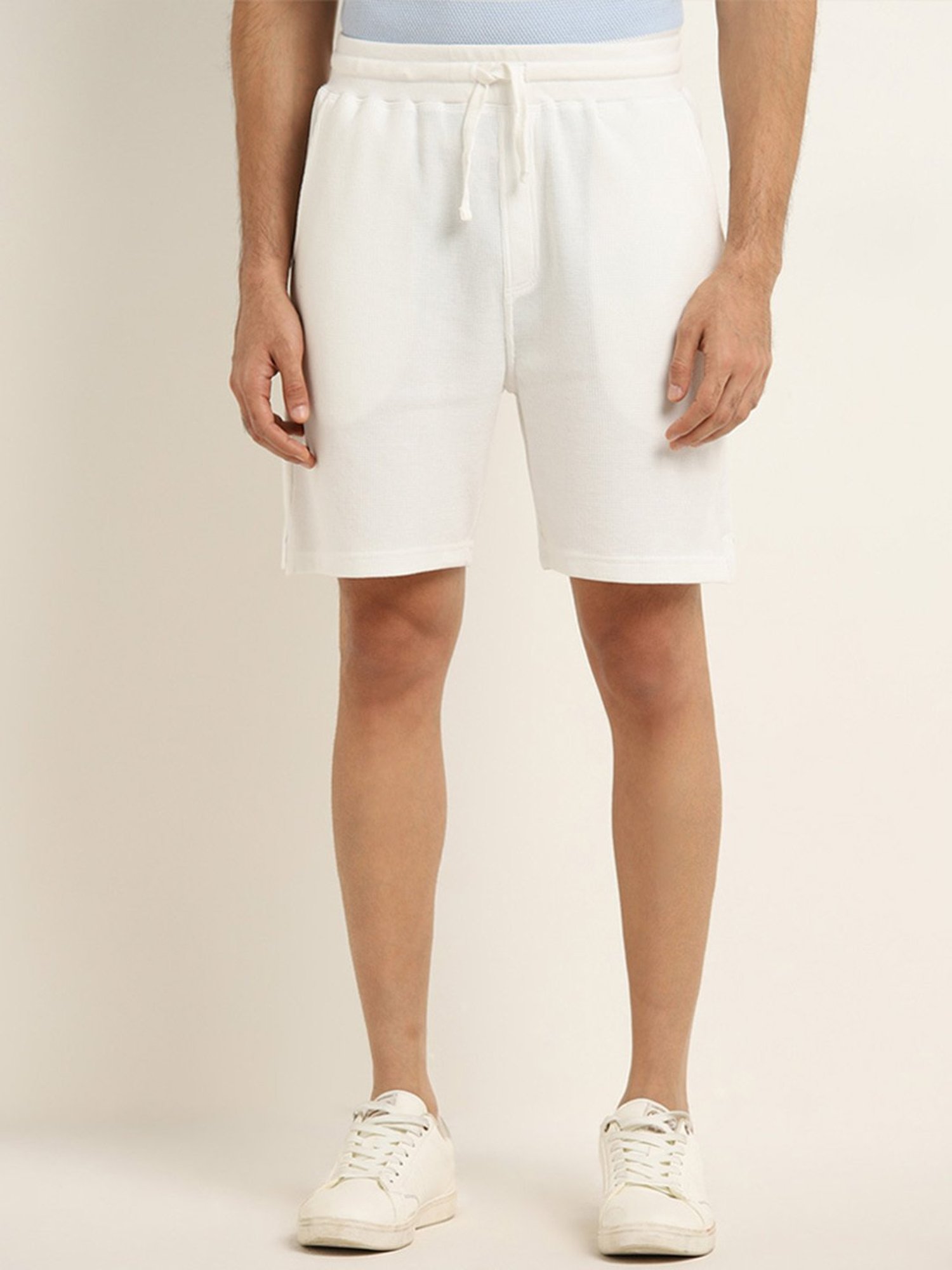 WES Lounge by Westside White Mid-Rise Relaxed Fit Shorts