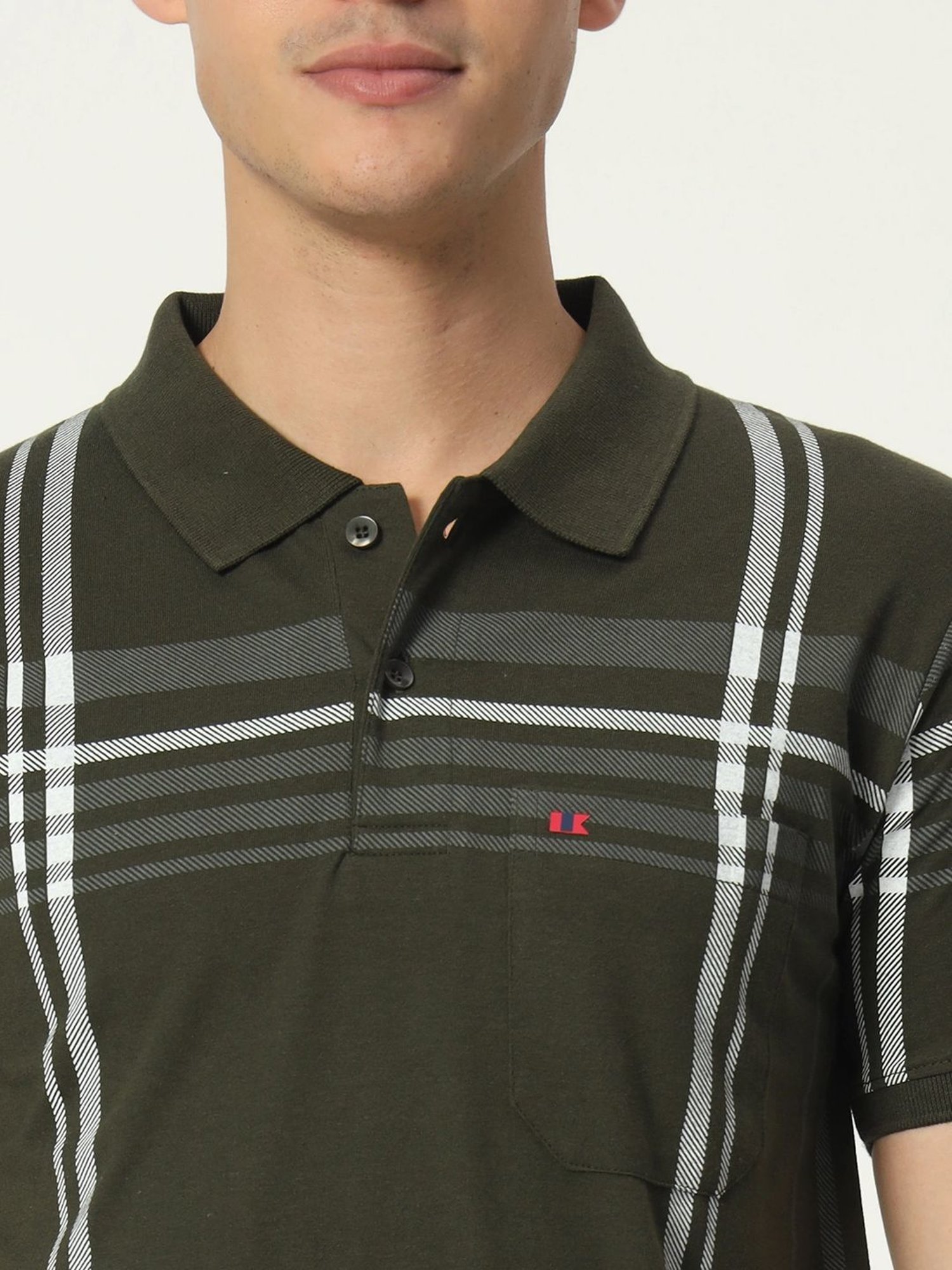 Tab91 Green Regular Fit Checks Polo T-Shirts