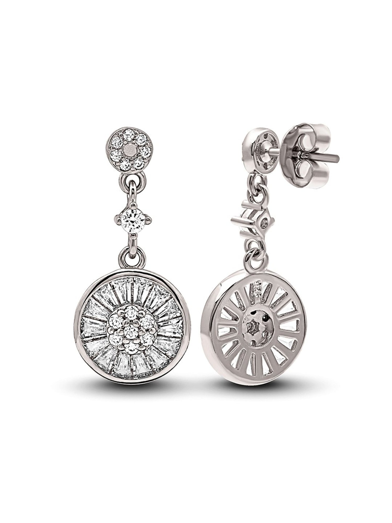 Silberry 92.5 Sterling Silver Wheel Drop Earrings for Women