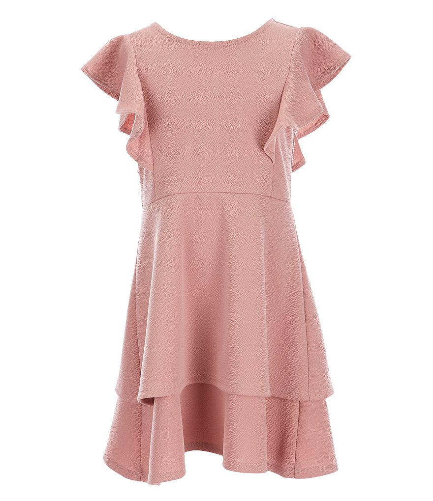 Poppies and Roses Big Girls 7-16 Flutter-Sleeve Double Hem Fit-And-Flare Dress