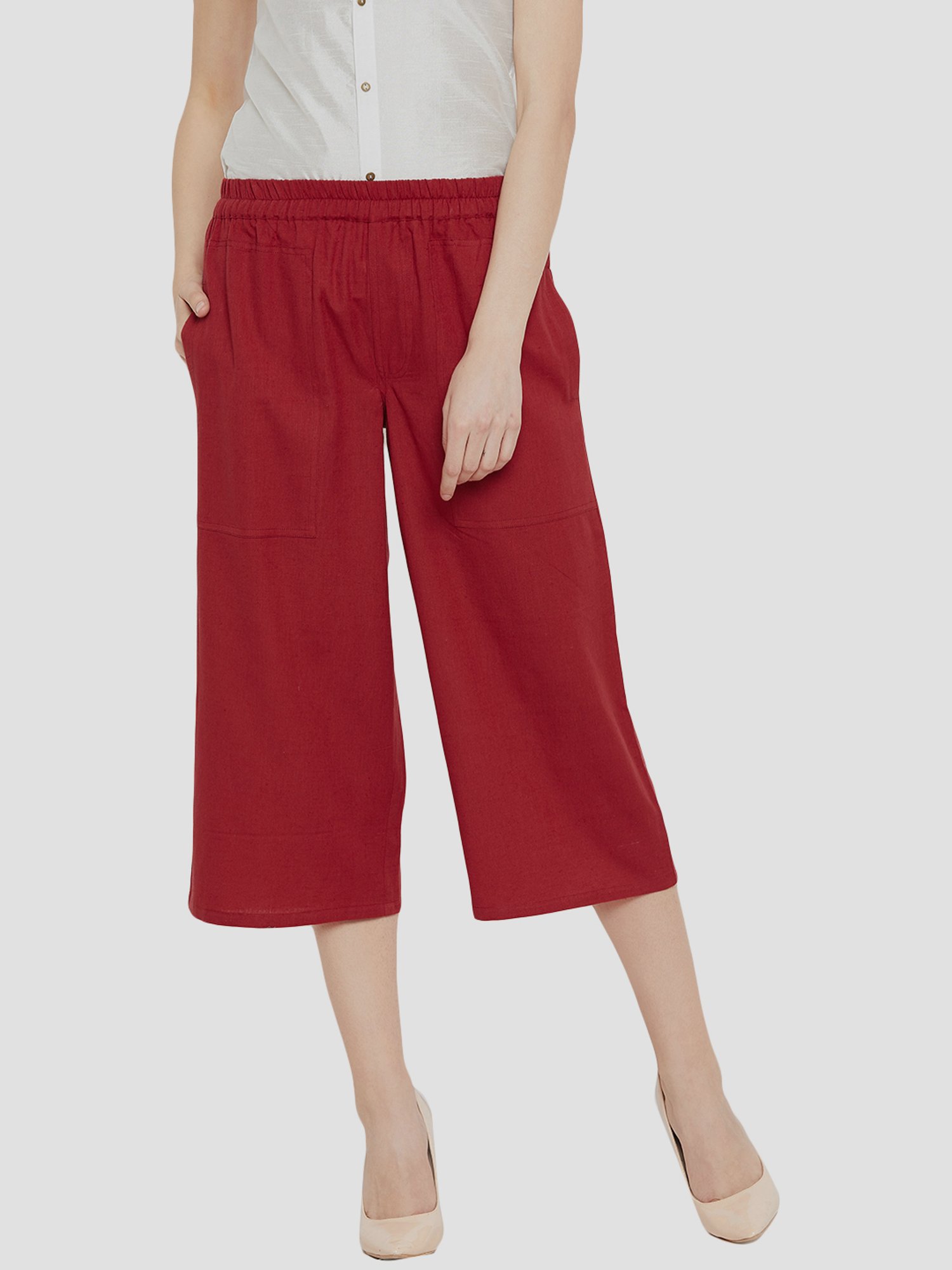 Sringam Maroon Cotton Culottes