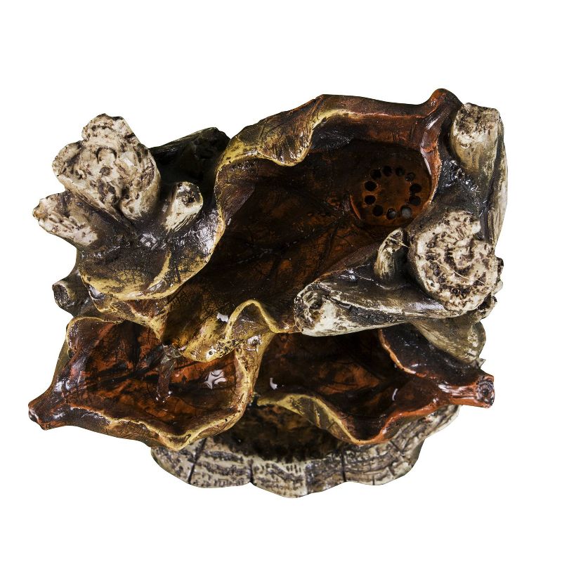 11" Tree Trunk Tabletop Water Fountain with 3 Leaves and LED Light Brown - Hi-Line Gift