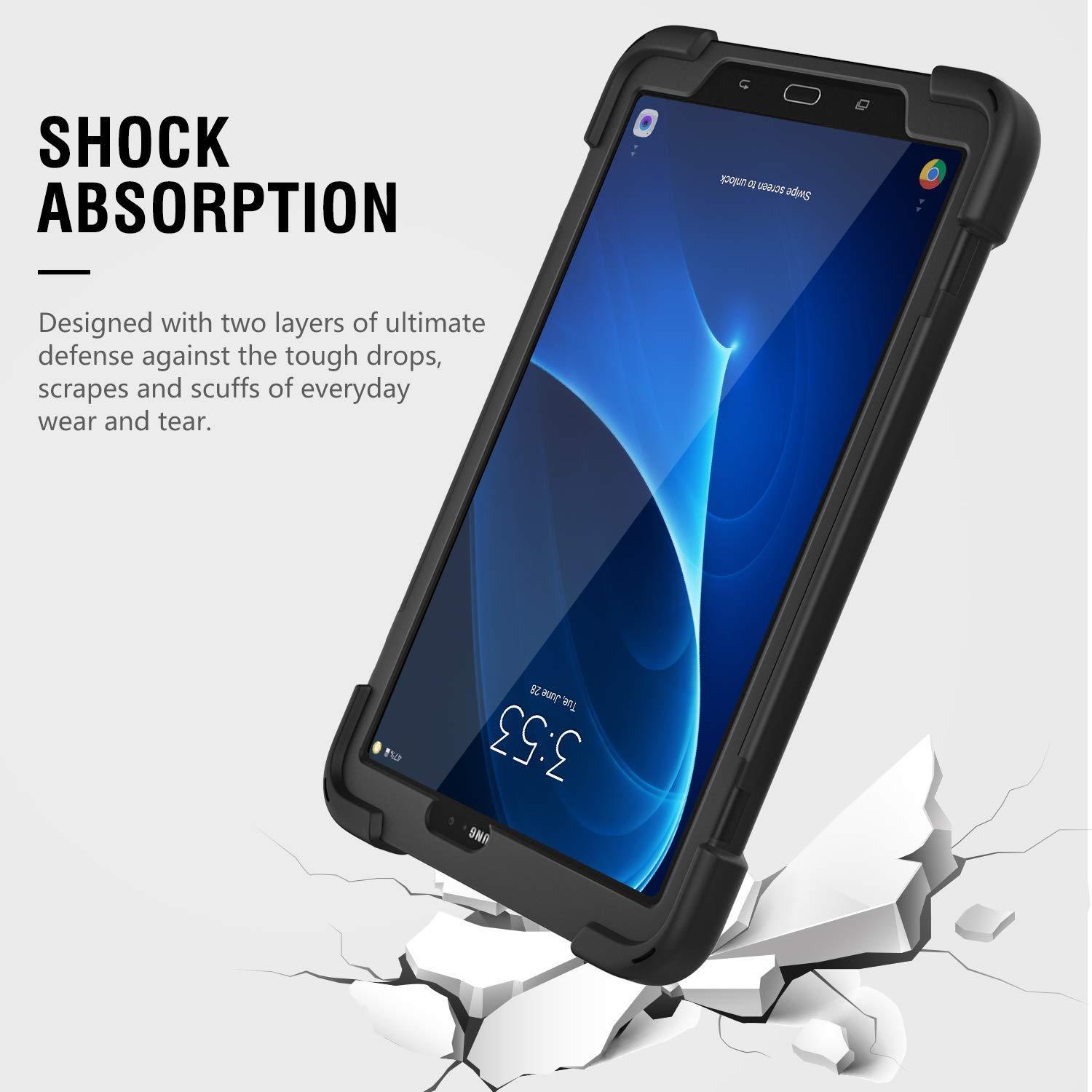 moko samsung galaxy tab a 10.1 case, heavy duty shockproof fullbody hybrid rugged 360 degree rotating stand cover for galaxy tab a 10.1" tablet no s pen version smt580/t585  black