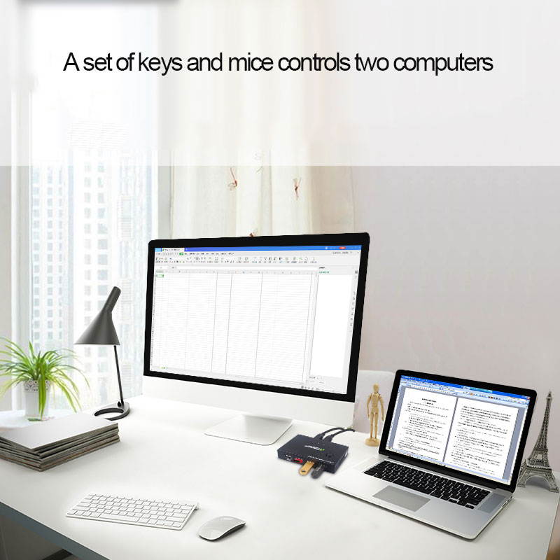 AIMOS 4 Port USB KVM Switch Share 4pcs USB Devices  w/ USB Cables For Keyboard U Disk Printer Scanner