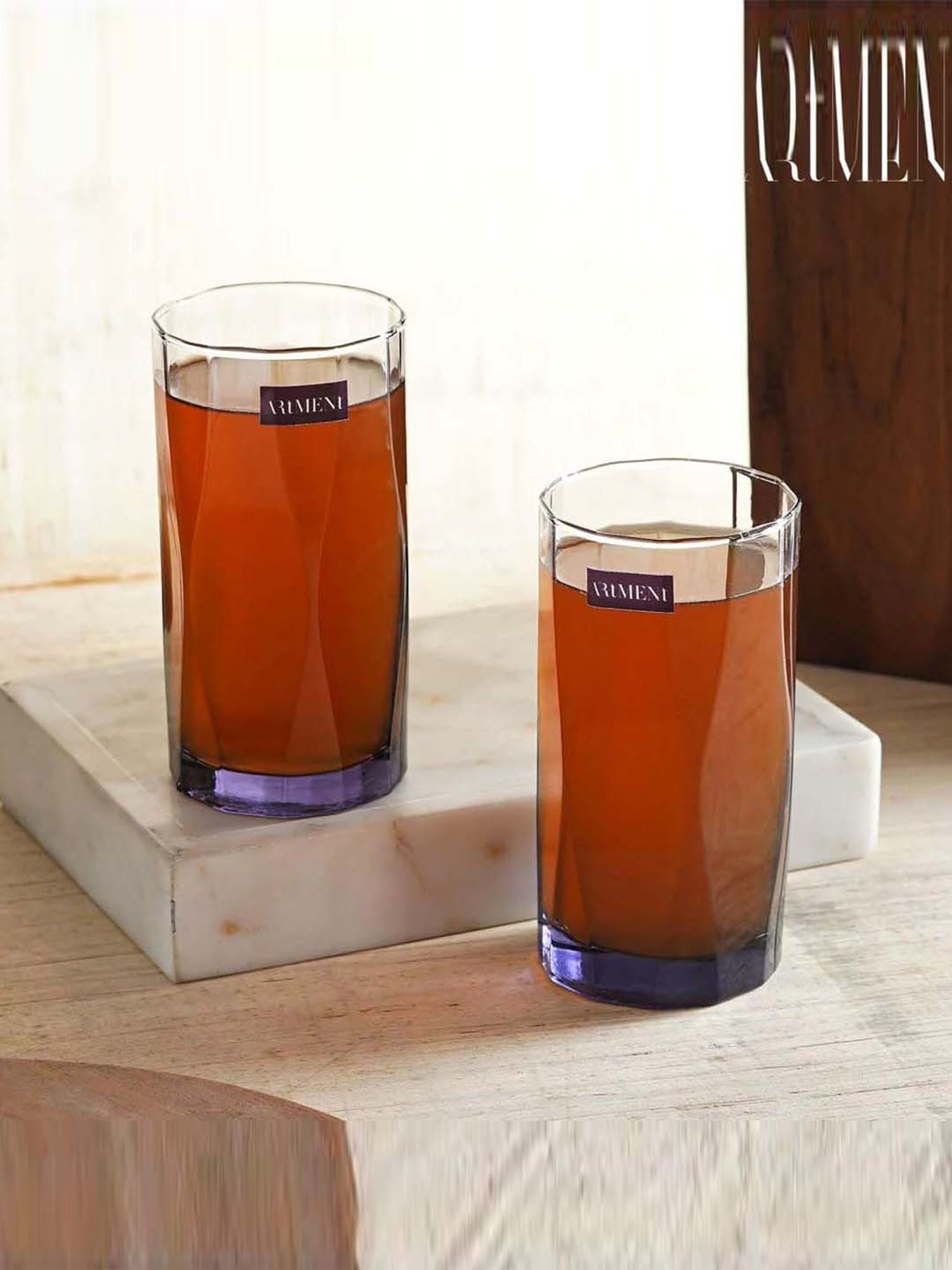 The Artment Amethyst Noir Purple Crystal Tumbler (0.4 L) - Set of 8