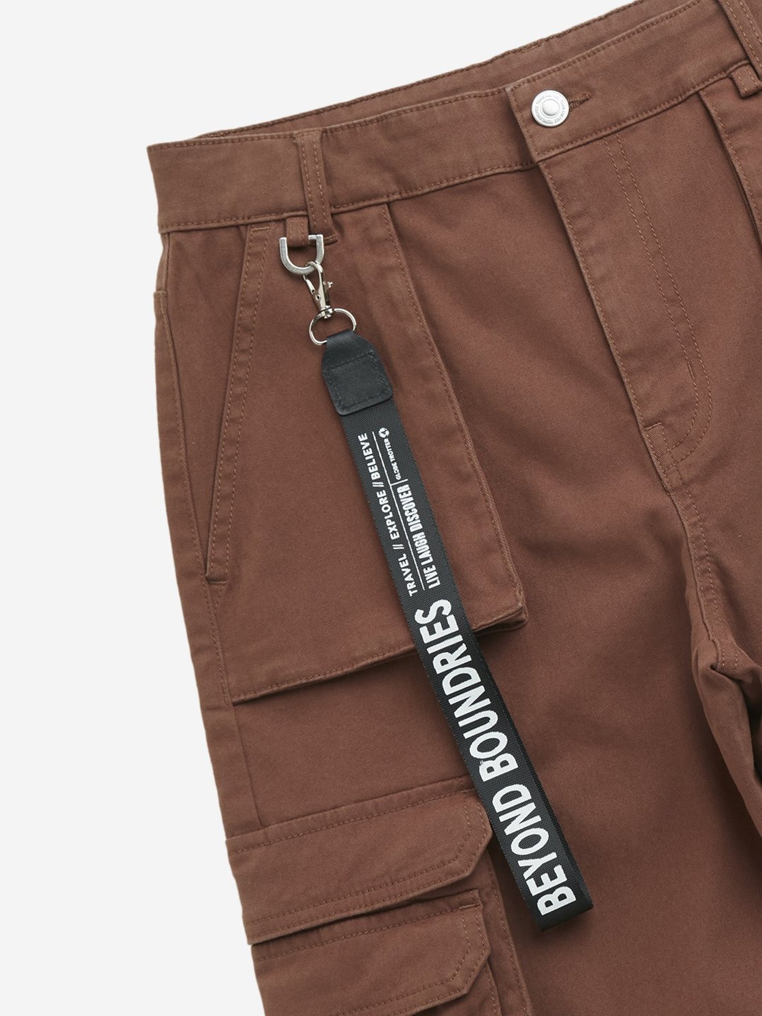 Y&F Boys by Westside Brown Cargo-Style Mid-Rise Cotton Blend Joggers